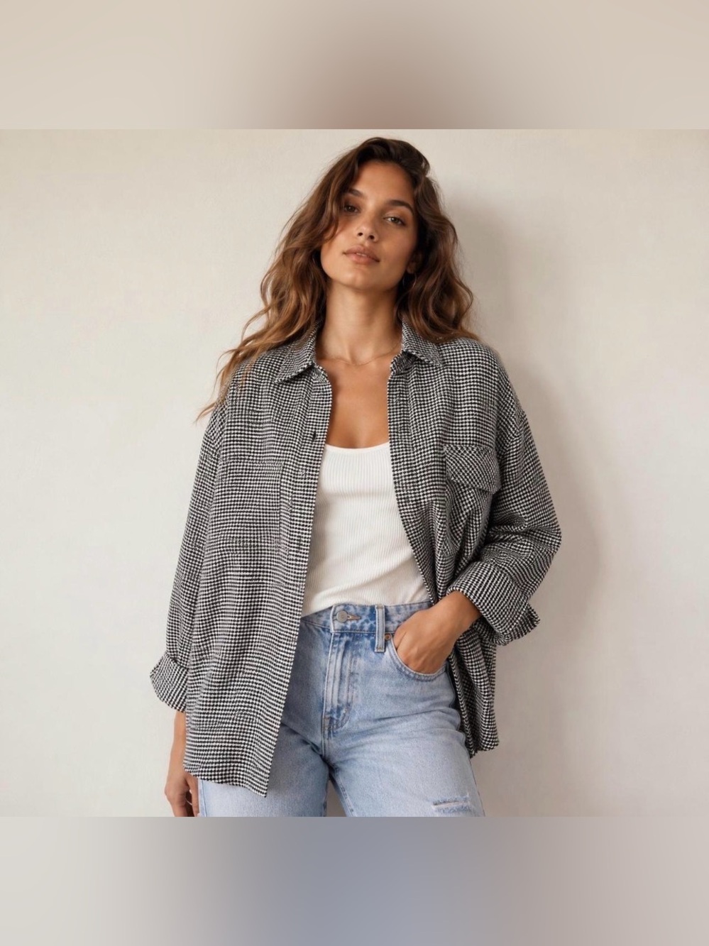 Oversized Houndstooth Shirt/Jacket